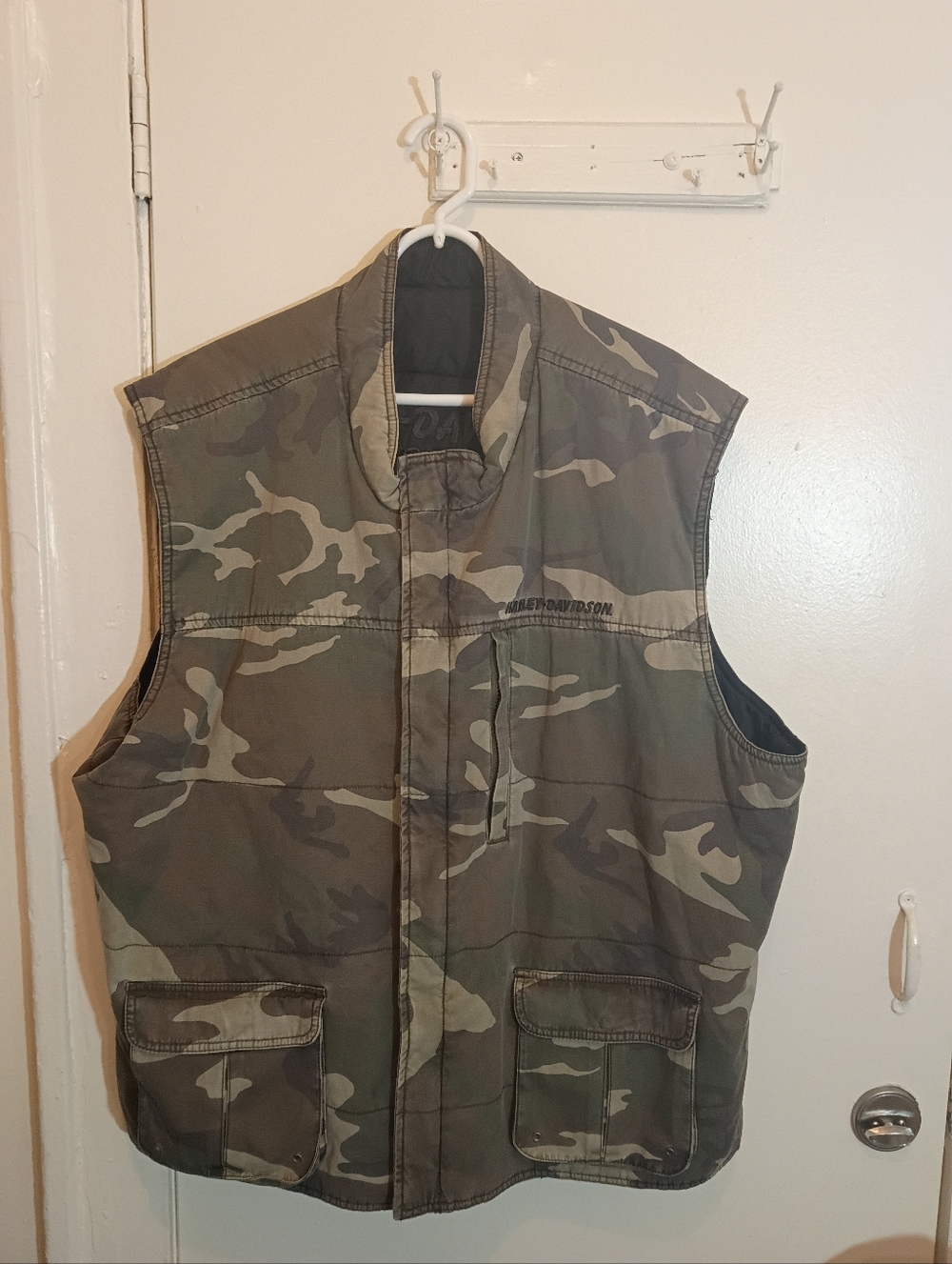 Mens Harley Davidson Reversible Camo/Black Vest 3XL